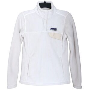 Patagonia Re-Tool Snap-T Pullover Fleece Sweater Small White Raw Linen 25443 Top